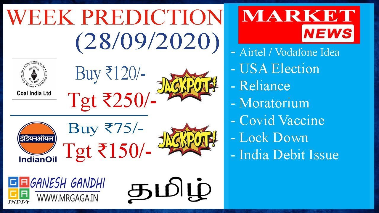Week Prediction (28/09/20) #Jackpot #IntradayStrategy | Tamil Share News | Coal India | IOC |
