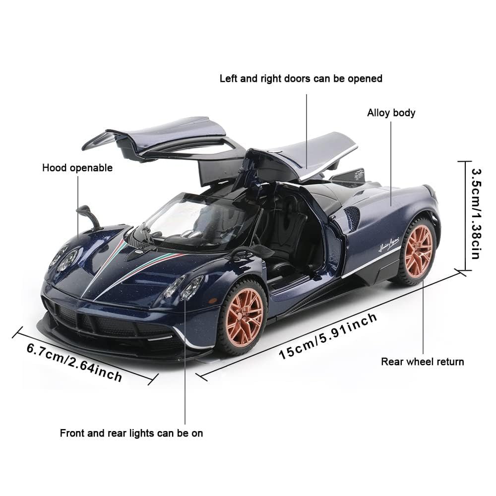 Sky Tech® Pagani Huayra 1:32 Model Car Exclusive Alloy Metal Pull Back Die-cast Car Diecast Metal Toy car with Openable Doors & Light Music Best Gifts Toys Kids【Colors as Per Stock】 - Image 4