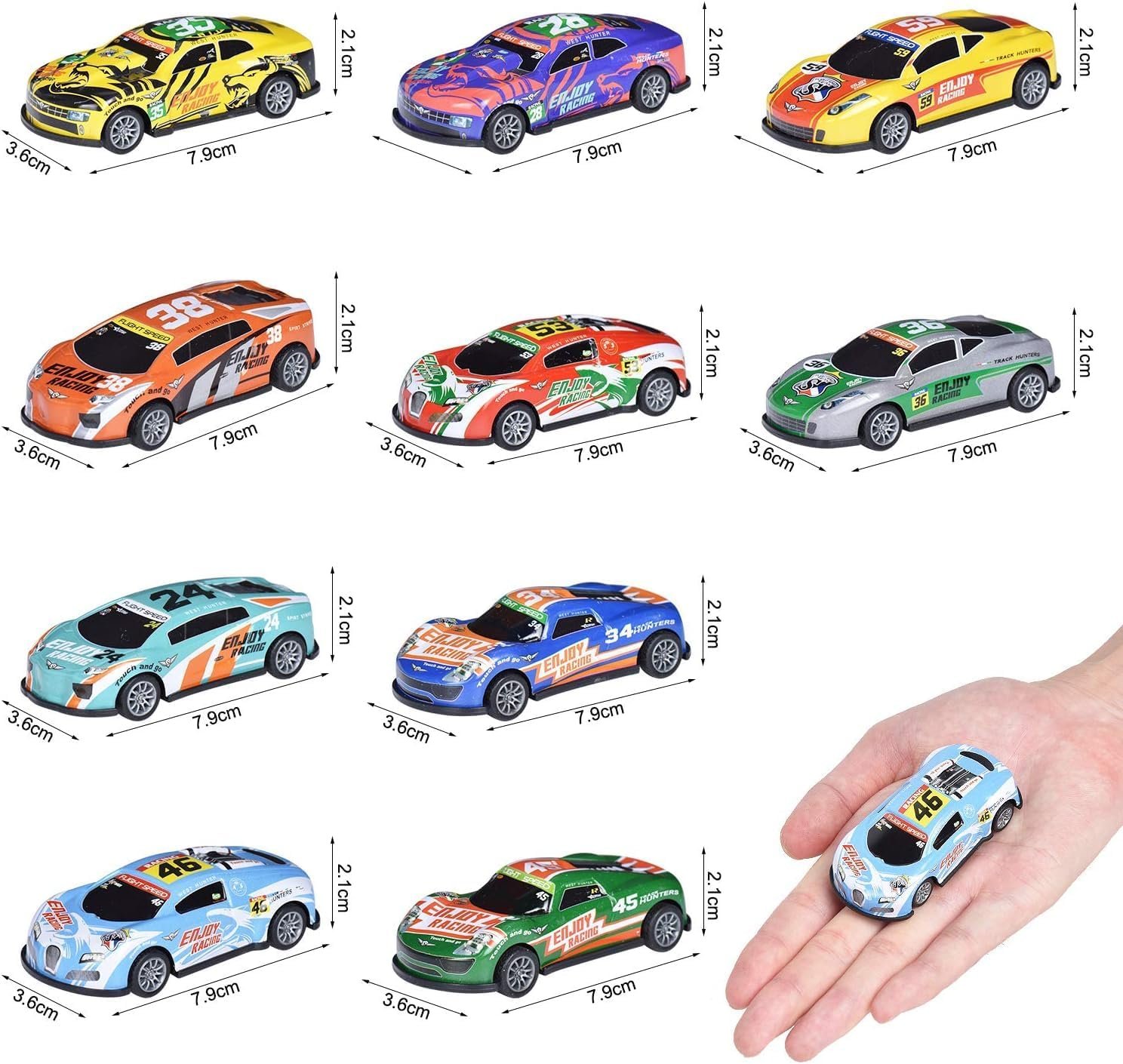 Amitasha 10 Unbreakable Racing Mini Diecast Car Models Set for Kids Pull Back Vehicles Metal Alloy Car Play Set for Kids, Unique Toys, Best Birthday Gift, Diwali Gift, Khilona for Boys(Racing Cars) - Image 4