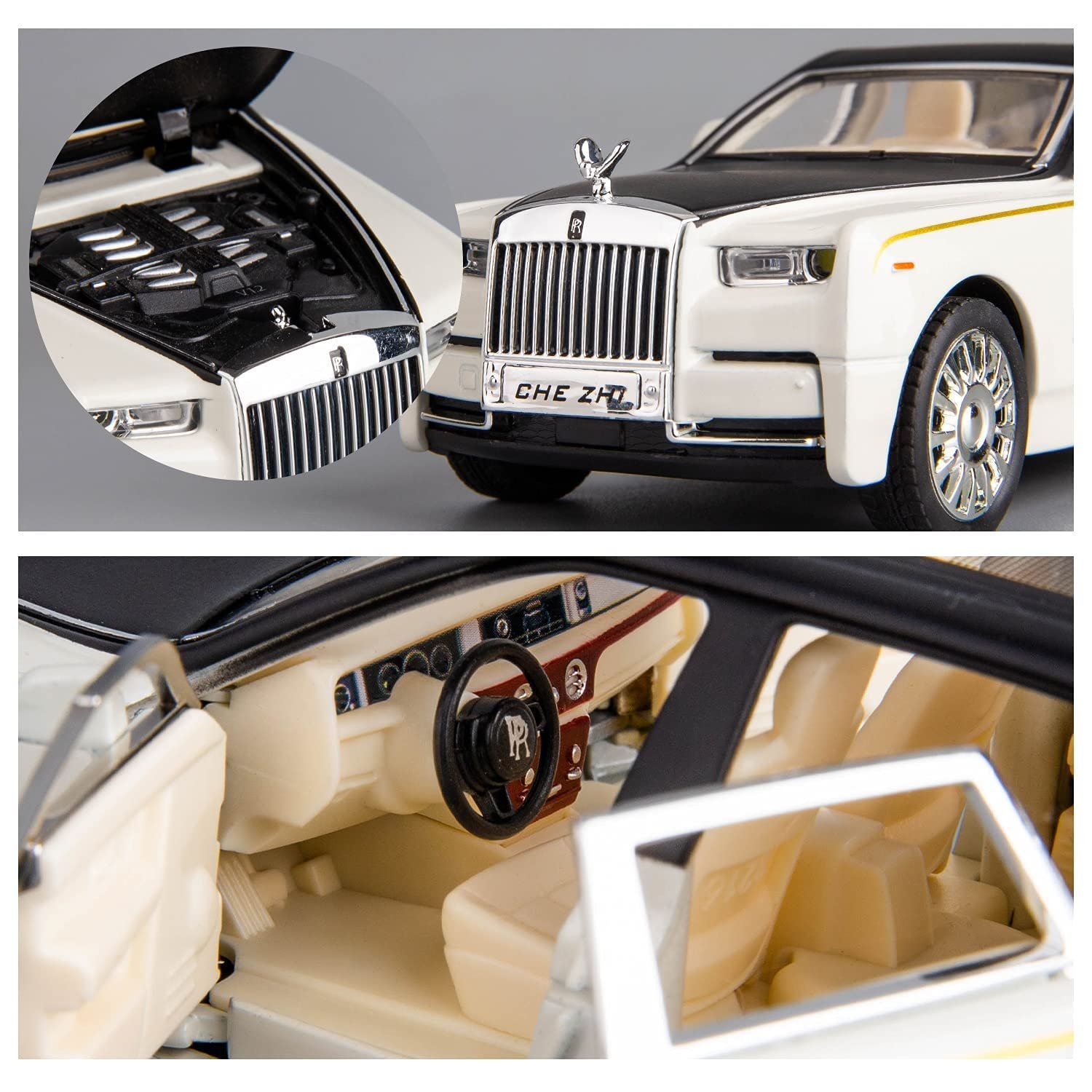 Sky Tech® Rolls Royce Phantom Model Car 1:32 Scale Exclusive Alloy Metal Pull Back Die-cast Car Toy with Openable Doors & Light Music Boys Toys for Kids (Phantom 1:32)【Colors as Per Stock】 - Image 9