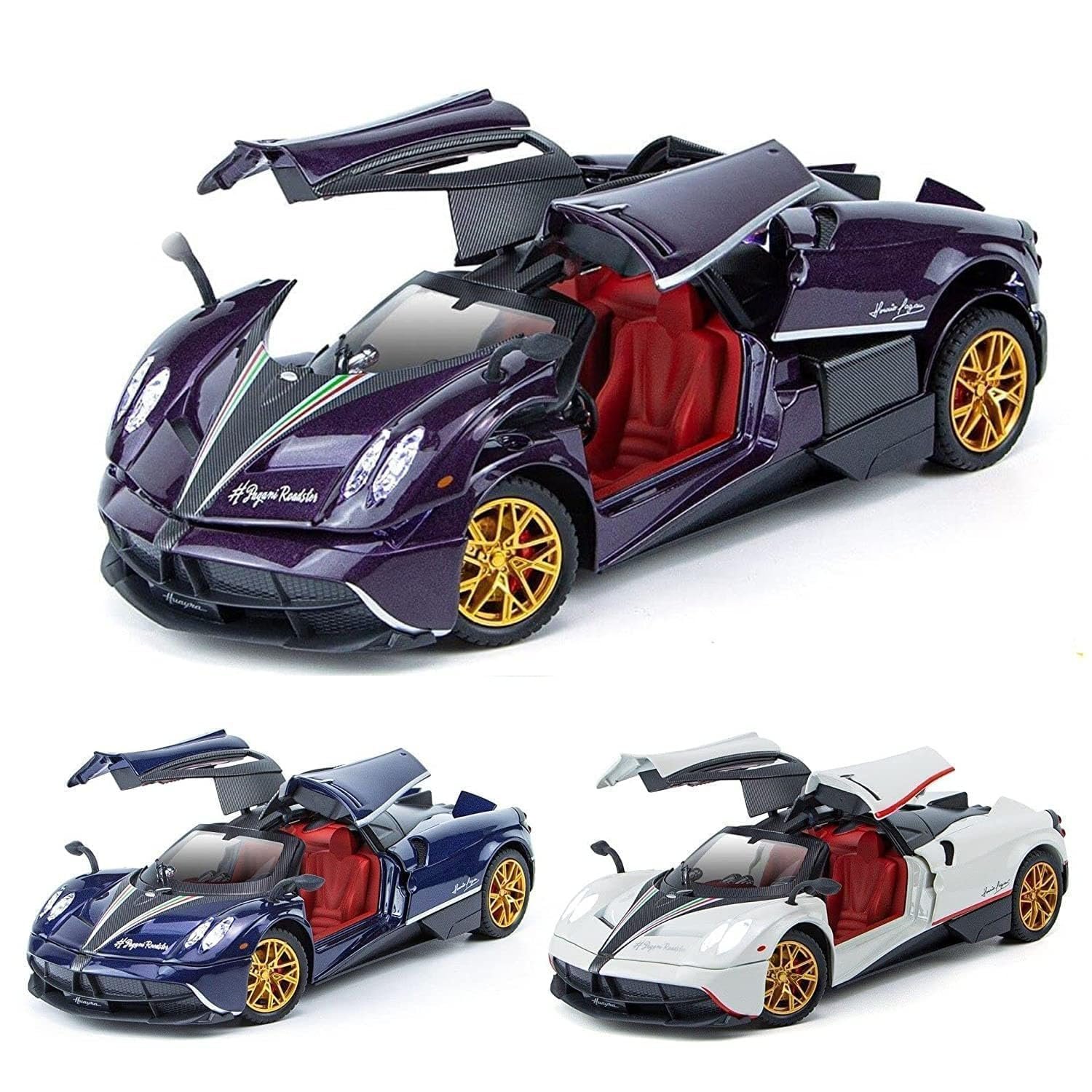 Sky Tech® Pagani Huayra 1:32 Model Car Exclusive Alloy Metal Pull Back Die-cast Car Diecast Metal Toy car with Openable Doors & Light Music Best Gifts Toys Kids【Colors as Per Stock】 - Image 2