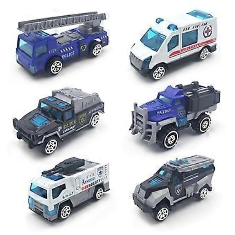 Galaxy Hi-Tech Police Alloy Vehicle Model Metal Cars 6 Pcs Vehicles, Car Play Set for Toddlers,Boys Die-Cast Car Set, Birthday Decorations Gift Movie Vehicle Racing for Kids, Multicolour - Image 9