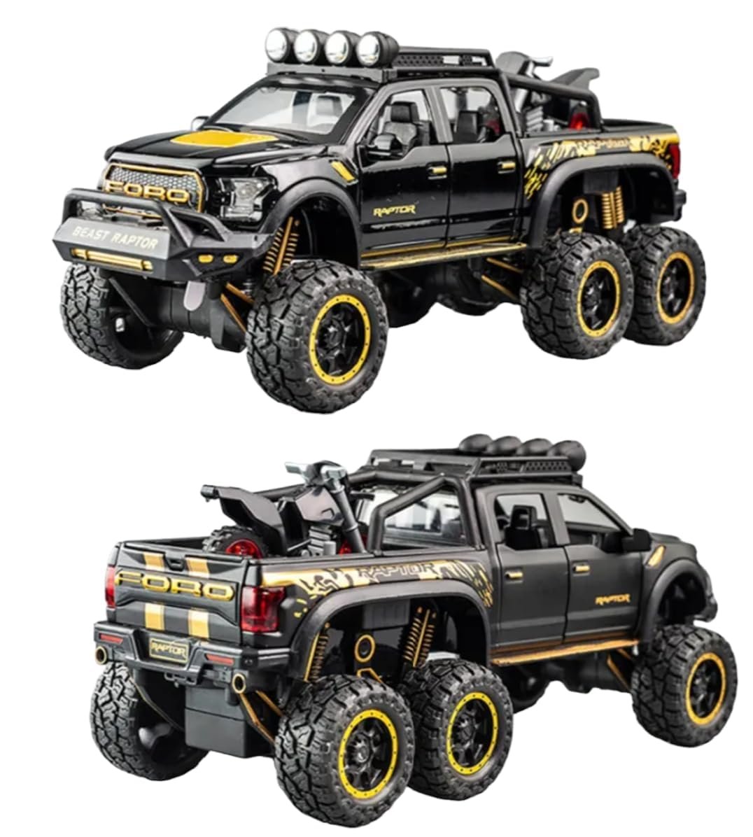 Kiddie Galaxia® Big Size Ford Raptor F150 Model Car 1:28 Scale Exclusive Alloy Metal Pull Back Die-cast Car Metal Pullback Toy car Openable Doors & Light Music Birthday Gift 【Colors as Per Stock】 - Image 2