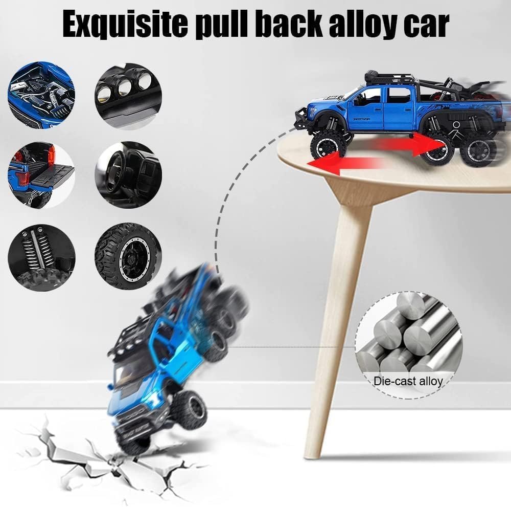 Kiddie Galaxia® Big Size Ford Raptor F150 Model Car 1:28 Scale Exclusive Alloy Metal Pull Back Die-cast Car Metal Pullback Toy car Openable Doors & Light Music Birthday Gift 【Colors as Per Stock】 - Image 7