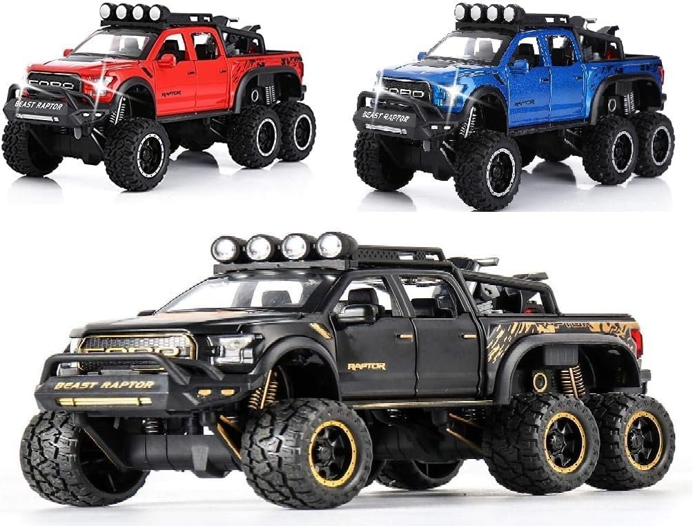 Kiddie Galaxia® Big Size Ford Raptor F150 Model Car 1:28 Scale Exclusive Alloy Metal Pull Back Die-cast Car Metal Pullback Toy car Openable Doors & Light Music Birthday Gift 【Colors as Per Stock】 - Image 3