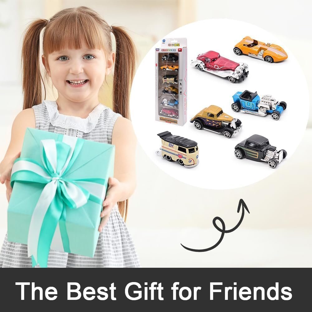 Umadiya® Model Alloy Vehicle Model Vintage Metal Cars 6 Pcs Vehicles, Free Wheel High Speed Die-Cast Car Play Set, Birthday Decorations Gift Movie Vehicle Racing for Kids - Image 5