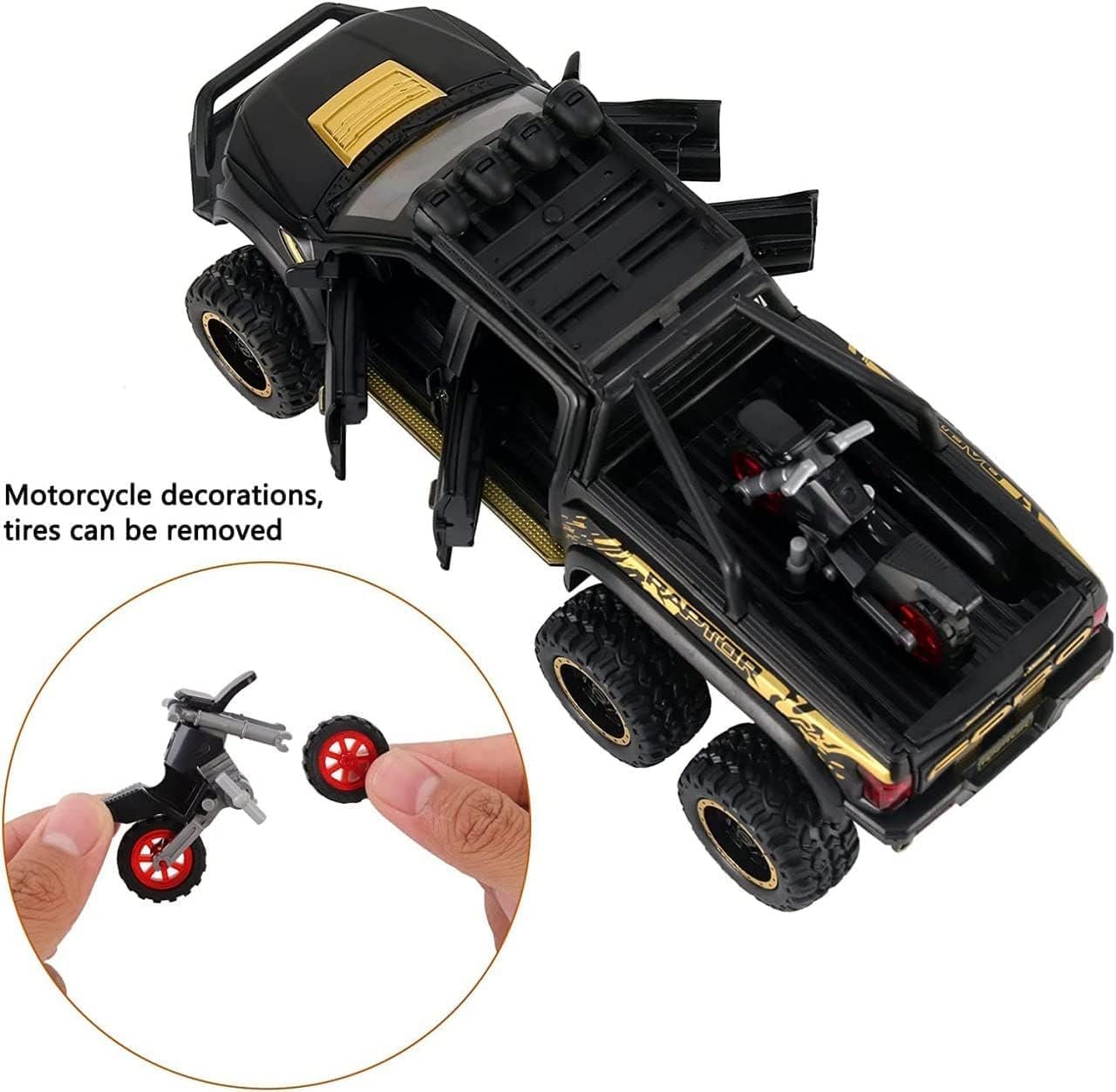 Kiddie Galaxia® Big Size Ford Raptor F150 Model Car 1:28 Scale Exclusive Alloy Metal Pull Back Die-cast Car Metal Pullback Toy car Openable Doors & Light Music Birthday Gift 【Colors as Per Stock】 - Image 5