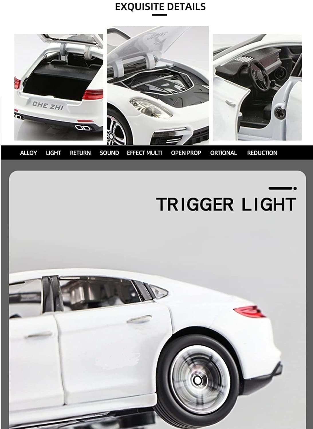 Sky Tech® Porsche Panamera1:32 Scale Model Car Exclusive Alloy Metal Pull Back Die-cast Car Diecast Metal Pullback Toy car with Openable Doors & Light Music Best Gifts Toys Kids【Colors as Per Stock】 - Image 4