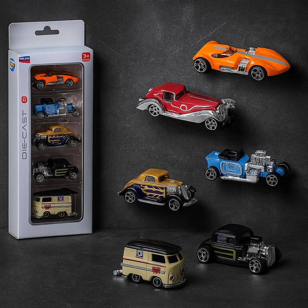 Umadiya® Model Alloy Vehicle Model Vintage Metal Cars 6 Pcs Vehicles, Free Wheel High Speed Die-Cast Car Play Set, Birthday Decorations Gift Movie Vehicle Racing for Kids - Image 2